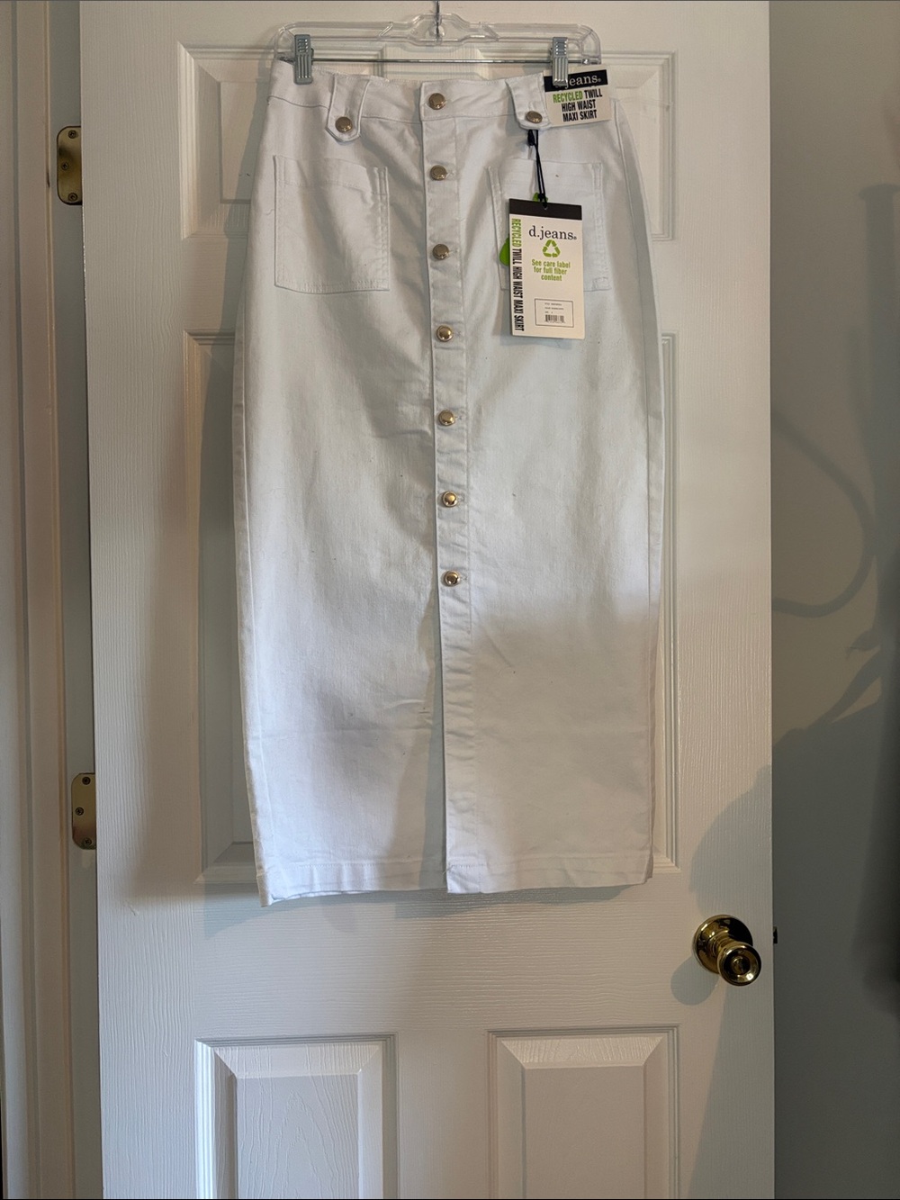 New d. jeans White Button-Front Midi Pencil Skirt Size 8